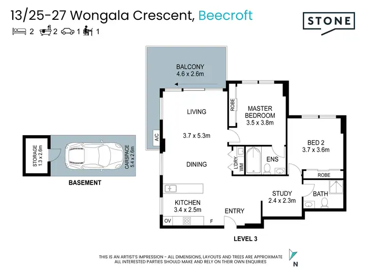 Floorplan of Homely apartment listing, 13/25-27A Wongala Crescent, Beecroft NSW 2119