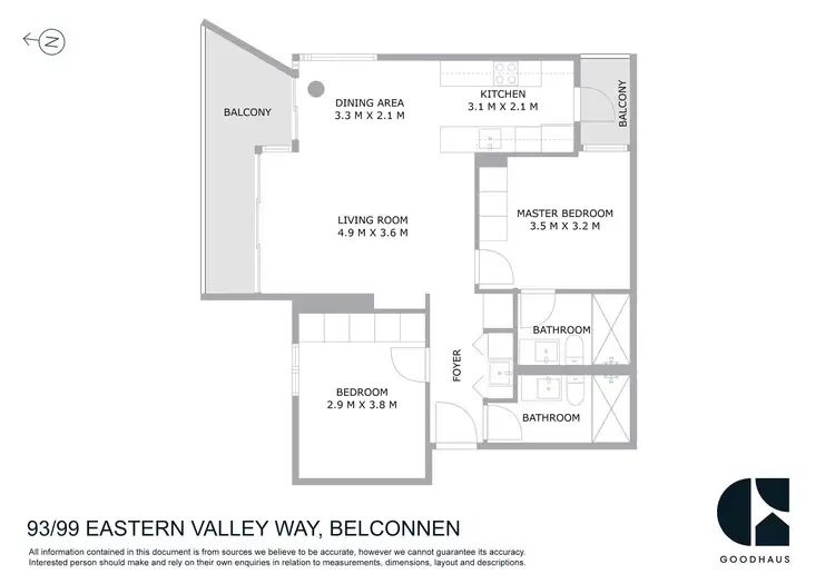 Floorplan of Homely apartment listing, 93/99 Eastern Valley Way, Belconnen ACT 2617
