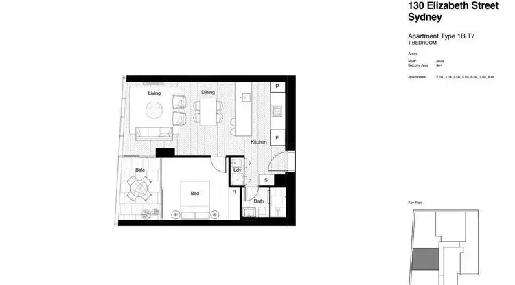 Floorplan of Homely apartment listing, 704/130 Elizabeth Street, Sydney NSW 2000