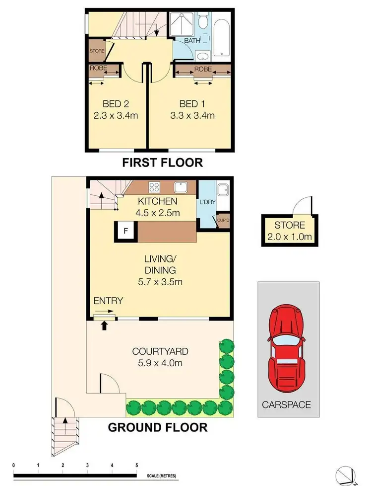 Floorplan of Homely townhouse listing, 5/5-17 Queen Street, Newtown NSW 2042
