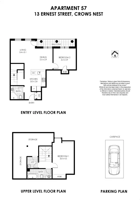 Floorplan of Homely apartment listing, 57/13 Ernest Street, Crows Nest NSW 2065