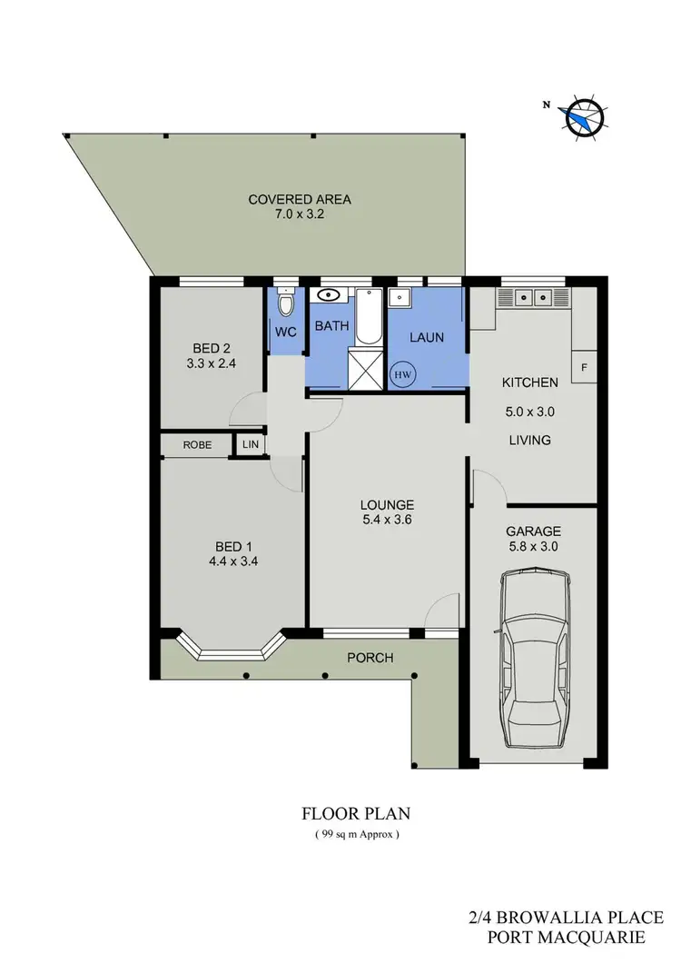 Floorplan of Homely unit listing, 2/4 Browallia Place, Port Macquarie NSW 2444