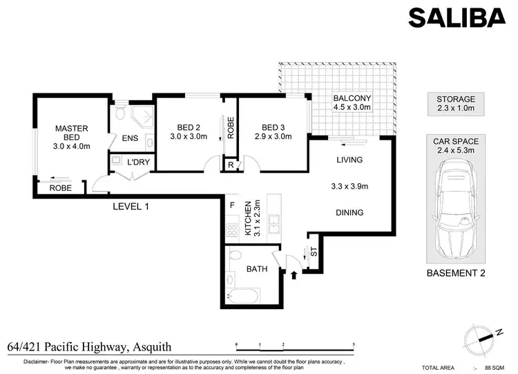 Floorplan of Homely unit listing, 64/421 Pacific Highway, Asquith NSW 2077
