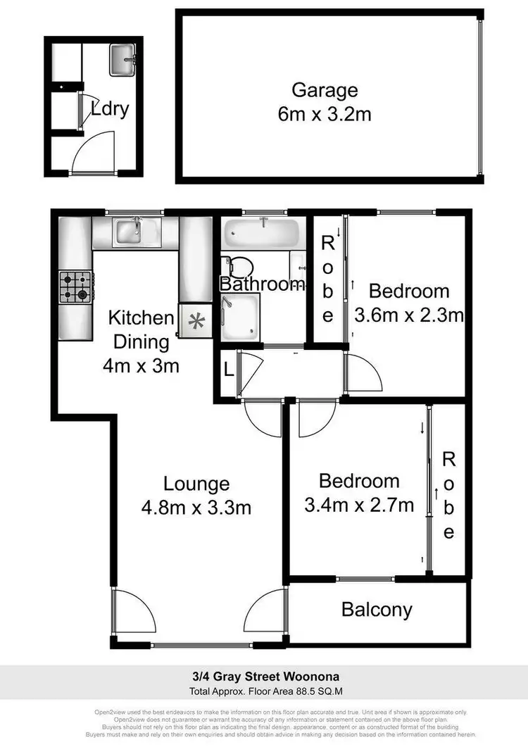 Floorplan of Homely unit listing, 3/4 Gray Street, Woonona NSW 2517