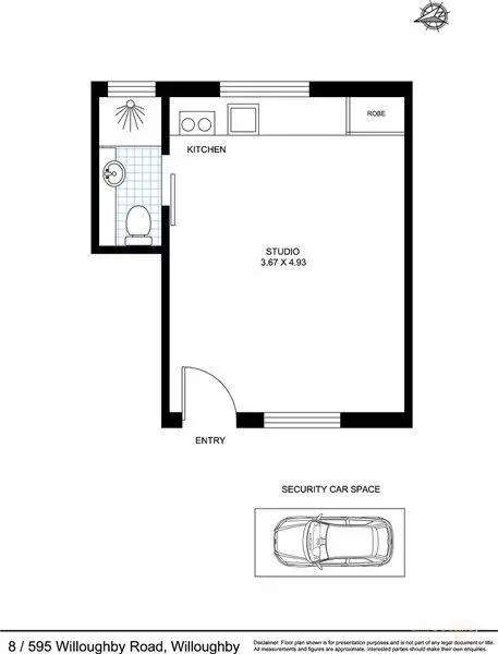 Floorplan of Homely studio listing, 8/595 Willoughby Road, Willoughby NSW 2068