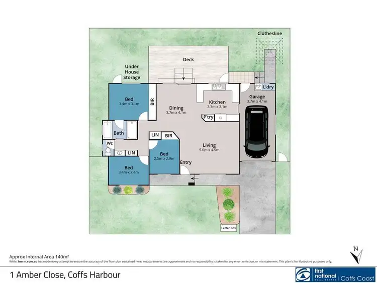 Floorplan of Homely house listing, 1 Amber Close, Coffs Harbour NSW 2450