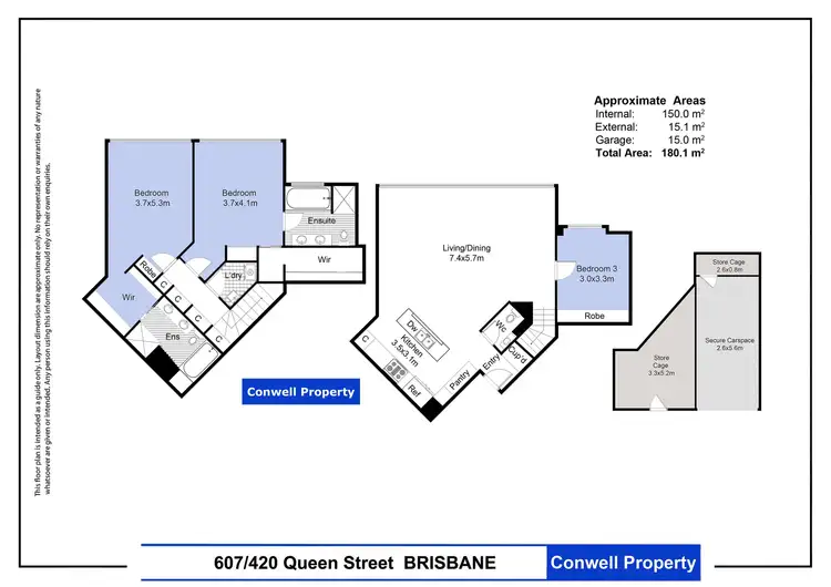 Floorplan of Homely apartment listing, 607/420 Queen Street, Brisbane City QLD 4000