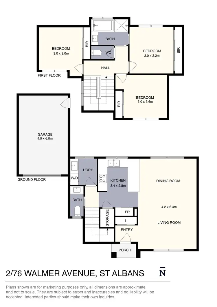 Floorplan of Homely townhouse listing, 2/76 Walmer Avenue, St Albans VIC 3021
