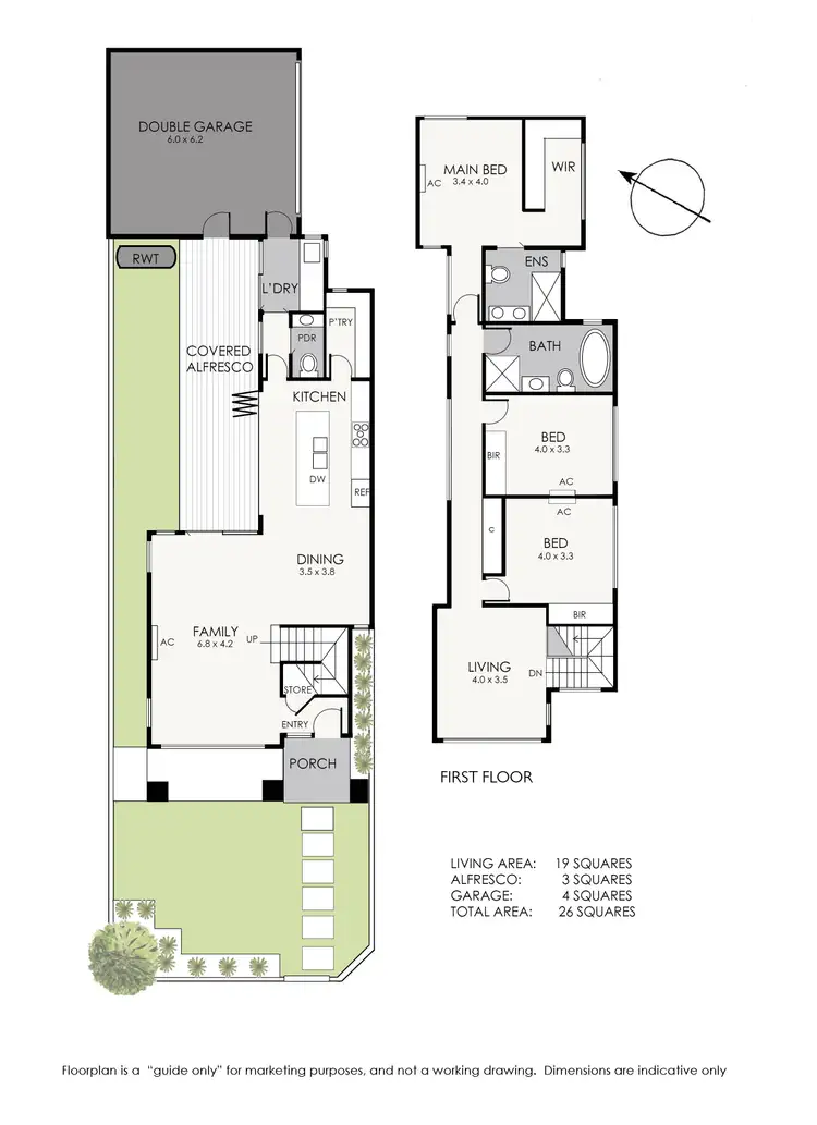Floorplan of Homely townhouse listing, 1/19 Westley Street, Carrum VIC 3197