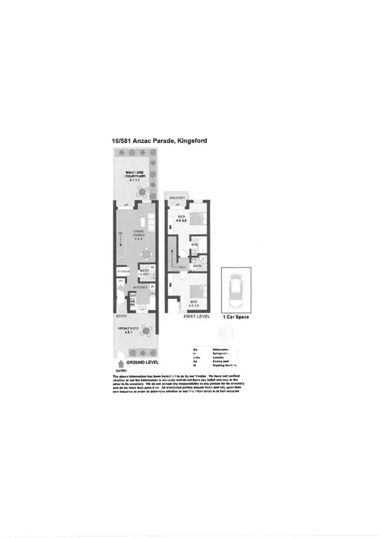 Floorplan of Homely townhouse listing, 16/581 Anzac Parade, Kingsford NSW 2032