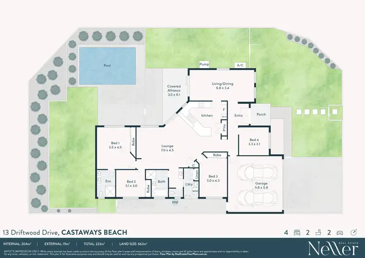 Floorplan of Homely house listing, 13 Driftwood Drive, Castaways Beach QLD 4567