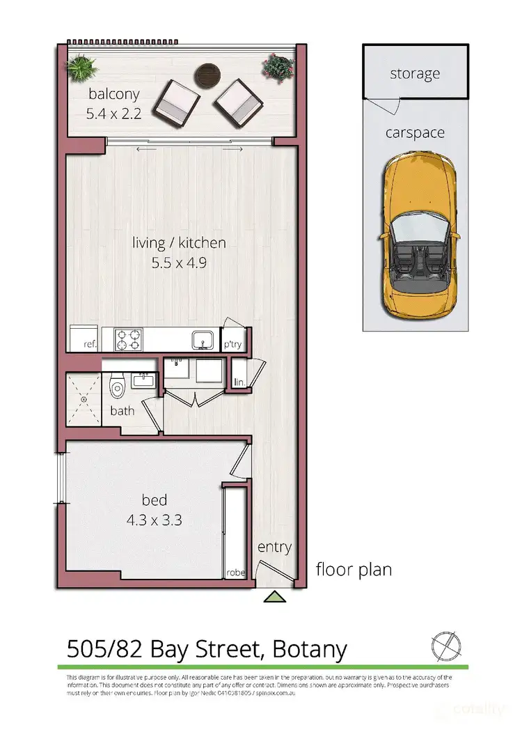 Floorplan of Homely apartment listing, 505/82 Bay Street, Botany NSW 2019