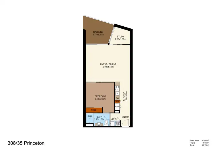 Floorplan of Homely apartment listing, 308/35 Princeton Terrace, Bundoora VIC 3083