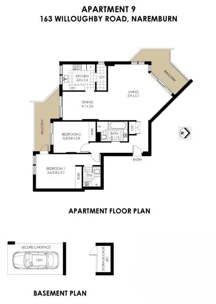 Floorplan of Homely unit listing, 9/163 Willoughby Road, Naremburn NSW 2065