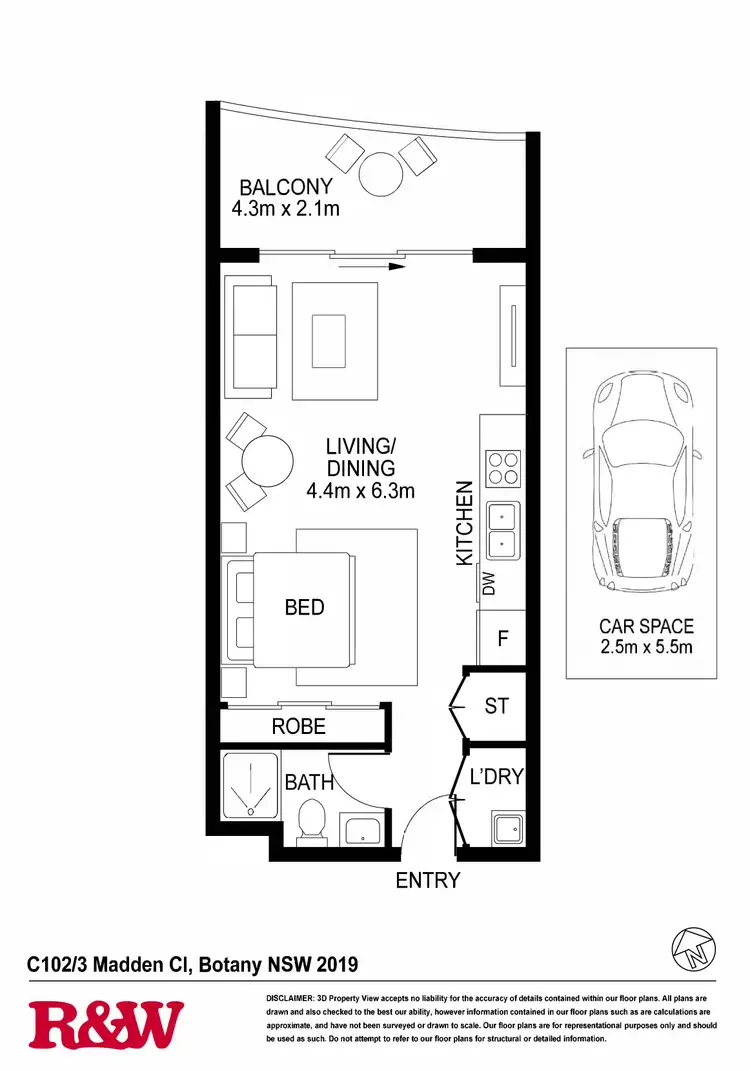 Floorplan of Homely studio listing, C102/3 Madden Close, Botany NSW 2019