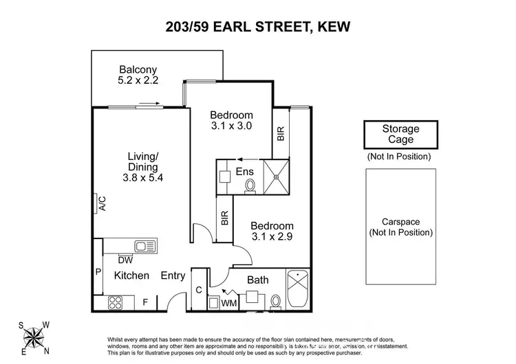 Floorplan of Homely apartment listing, 203/59 Earl Street, Kew VIC 3101