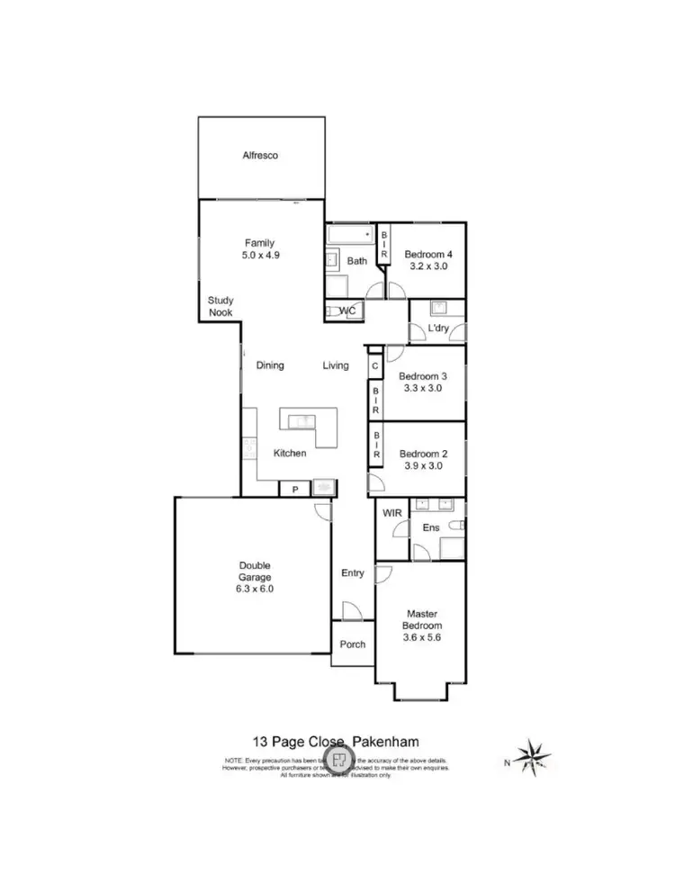 Floorplan of Homely house listing, 13 Page Close, Pakenham VIC 3810