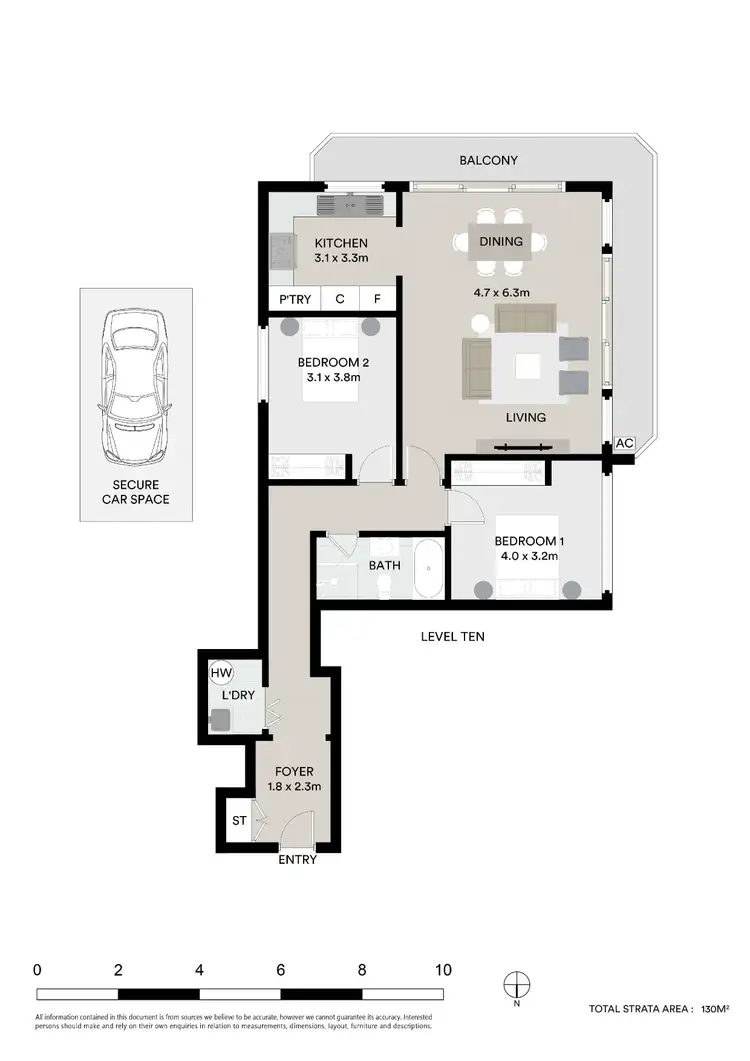 Floorplan of Homely apartment listing, 10F/30-34 Churchill Avenue, Strathfield NSW 2135