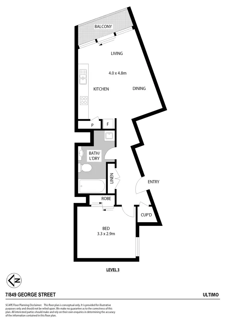 Floorplan of Homely apartment listing, 7/849 George Street, Ultimo NSW 2007