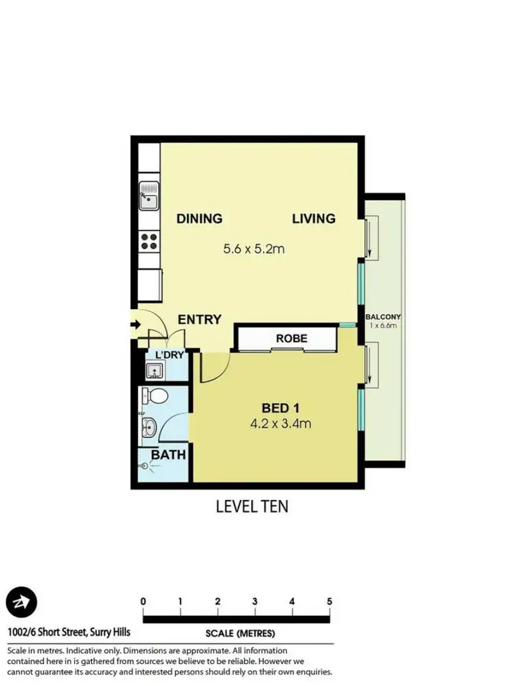 Floorplan of Homely apartment listing, 1002/6 Short Street, Surry Hills NSW 2010