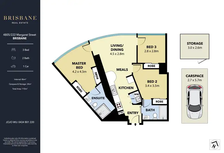 Floorplan of Homely apartment listing, 4805/222 Margaret Street, Brisbane City QLD 4000