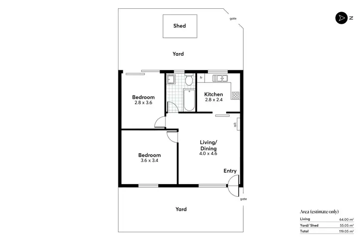 Floorplan of Homely unit listing, 2/61 Way Street, Kilburn SA 5084