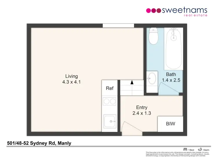 Floorplan of Homely studio listing, 501/48 Sydney Road, Manly NSW 2095