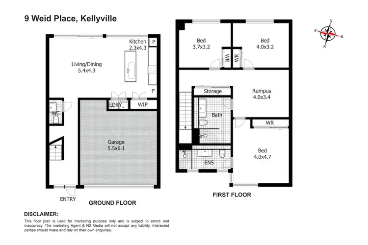 Floorplan of Homely semi-detached listing, 9 Weid Place, Kellyville NSW 2155