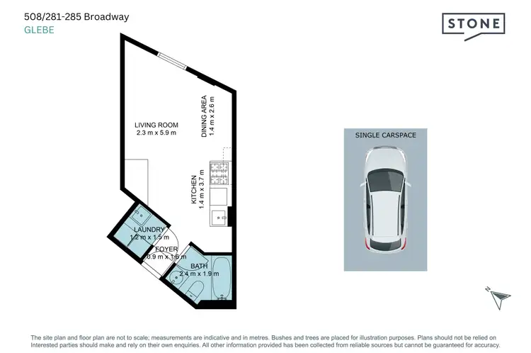 Floorplan of Homely studio listing, 508/281-285 Broadway, Glebe NSW 2037