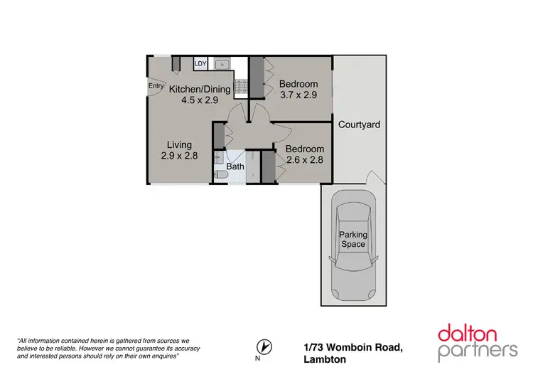 Floorplan of Homely unit listing, 1/73-75 Womboin Road, Lambton NSW 2299