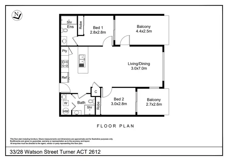 Floorplan of Homely apartment listing, 33/28 Watson Street, Turner ACT 2612