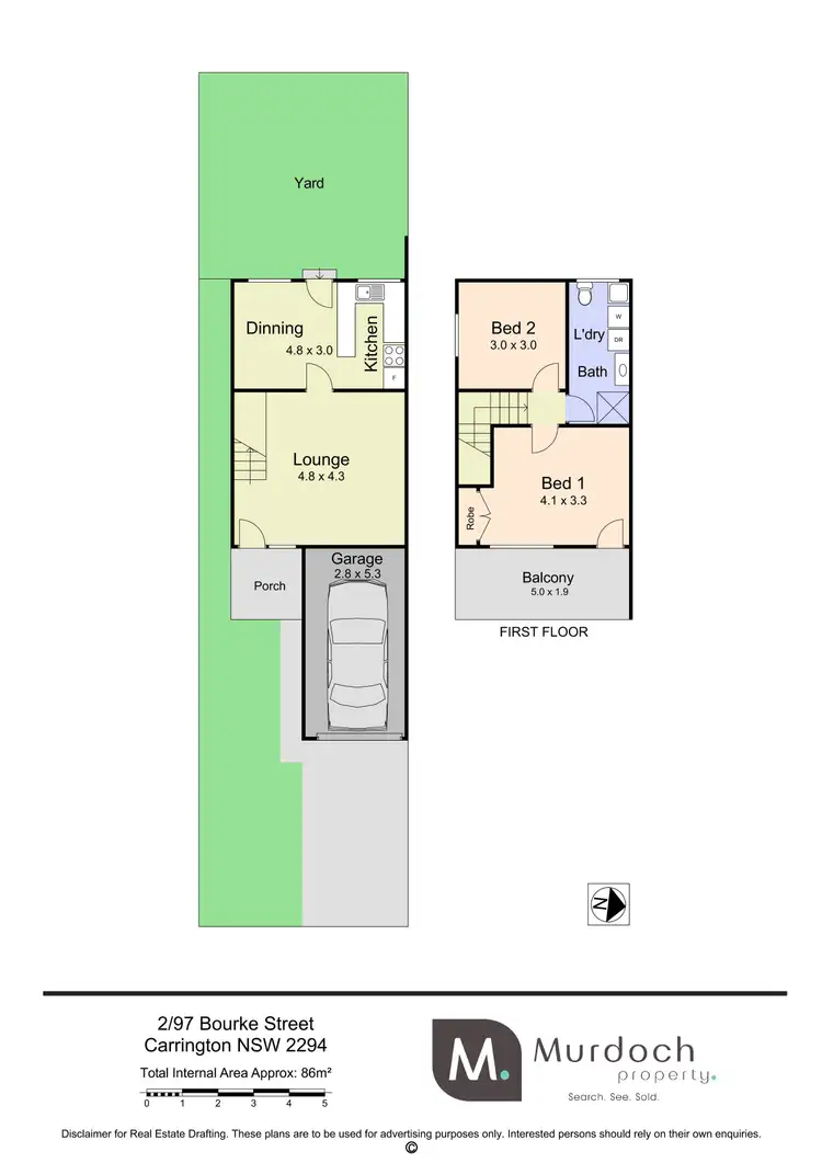 Floorplan of Homely townhouse listing, 2/97 Bourke Street, Carrington NSW 2294