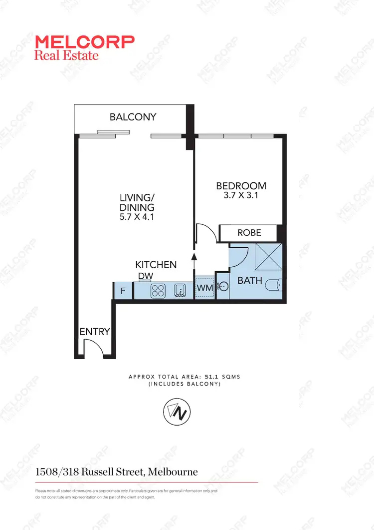 Floorplan of Homely apartment listing, 1508/318 Russell Street, Melbourne VIC 3000