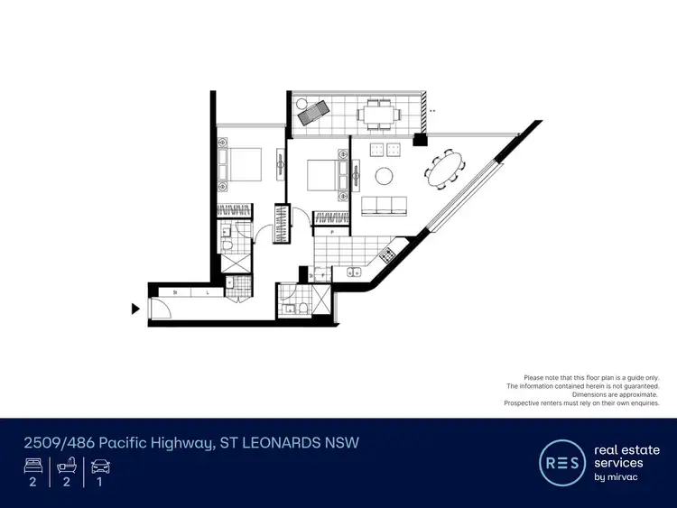 Floorplan of Homely apartment listing, 2509/486 Pacific Highway, St Leonards NSW 2065