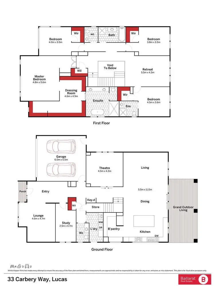Floorplan of Homely house listing, 33 Carbery Way, Lucas VIC 3350