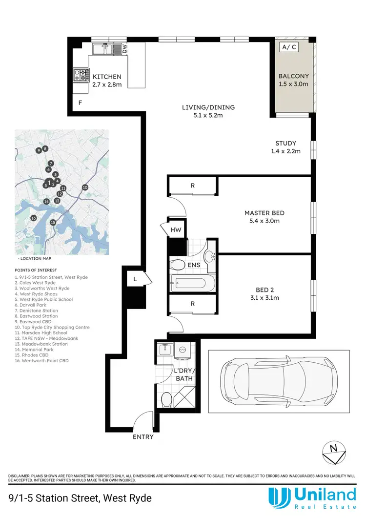 Floorplan of Homely apartment listing, 9/1-5 Station Street, West Ryde NSW 2114