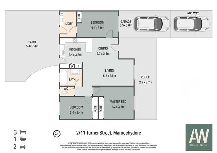 Floorplan of Homely semi-detached listing, 2/11 Turner Street, Maroochydore QLD 4558