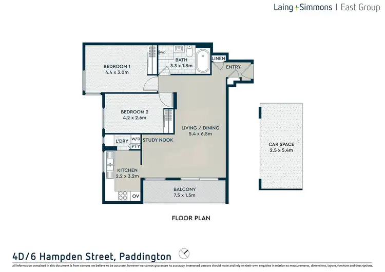 Floorplan of Homely unit listing, 4D/6 Hampden Street, Paddington NSW 2021