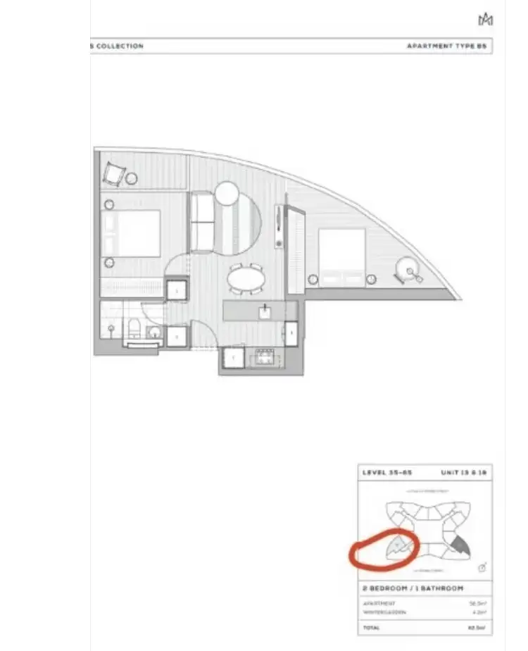 Floorplan of Homely apartment listing, 5419/228 La Trobe Street, Melbourne VIC 3000