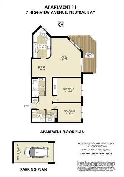 Floorplan of Homely apartment listing, 11/7 Highview Avenue, Neutral Bay NSW 2089