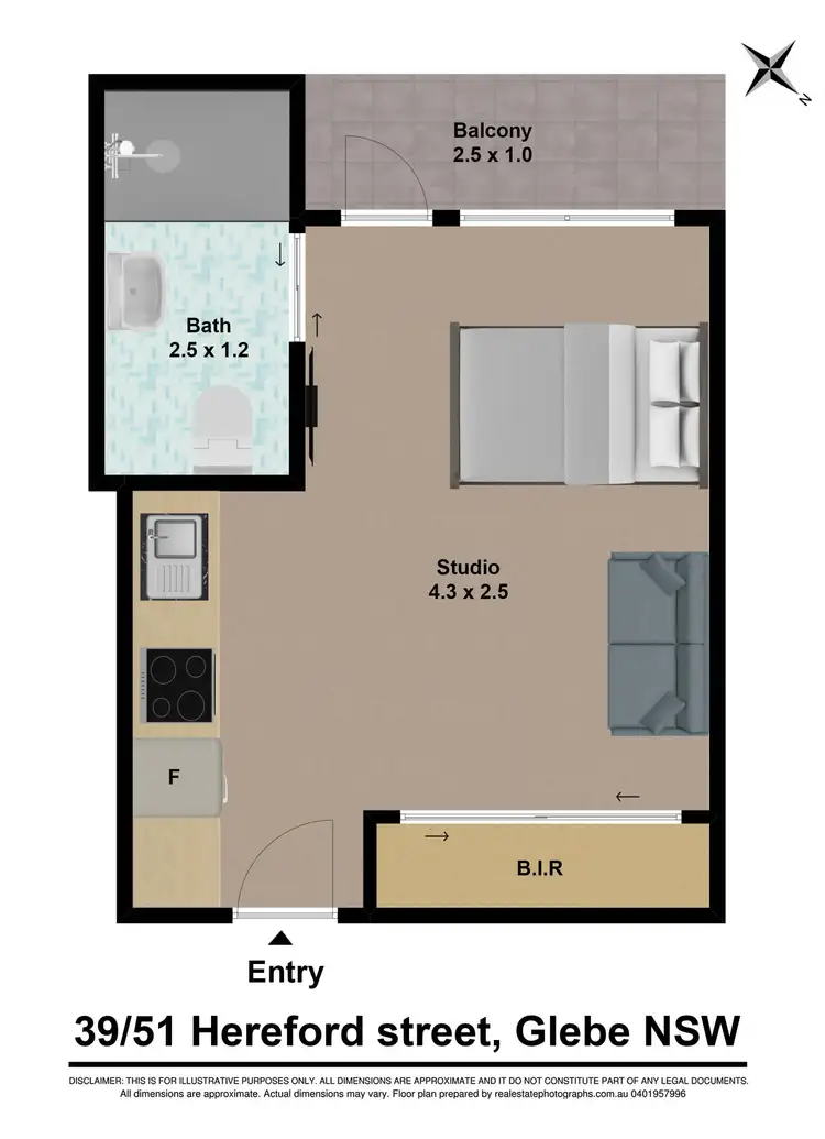 Floorplan of Homely studio listing, 39/51 Hereford Street, Glebe NSW 2037