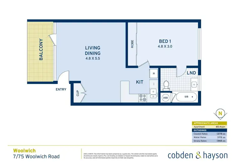 Floorplan of Homely apartment listing, 7/75 Woolwich Road, Woolwich NSW 2110