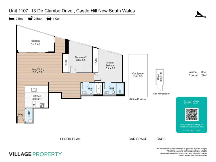 Floorplan of Homely apartment listing, 1107/13 De Clambe Drive, Castle Hill NSW 2154