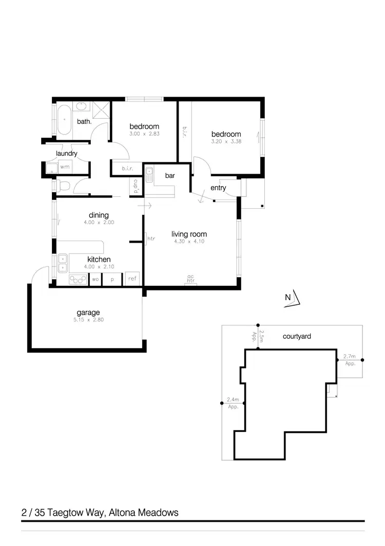 Floorplan of Homely unit listing, 2/35 Taegtow Way, Altona Meadows VIC 3028