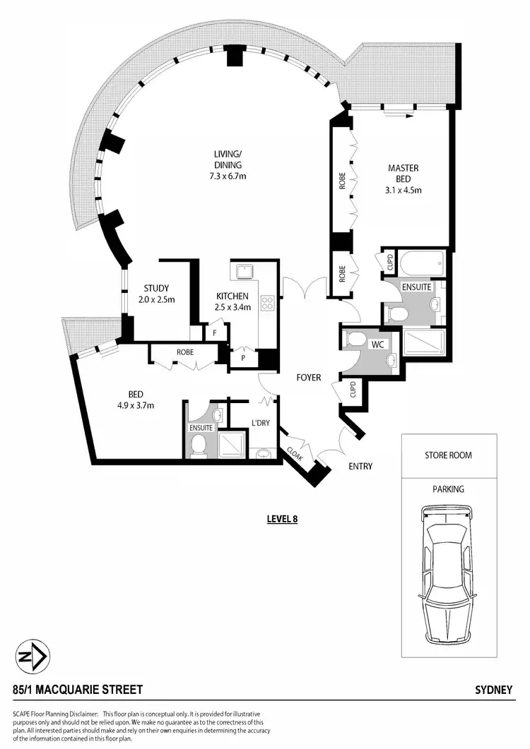 Floorplan of Homely apartment listing, 85/1 Macquarie Street, Sydney NSW 2000