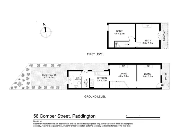 Floorplan of Homely terrace listing, 56 Comber Street, Paddington NSW 2021