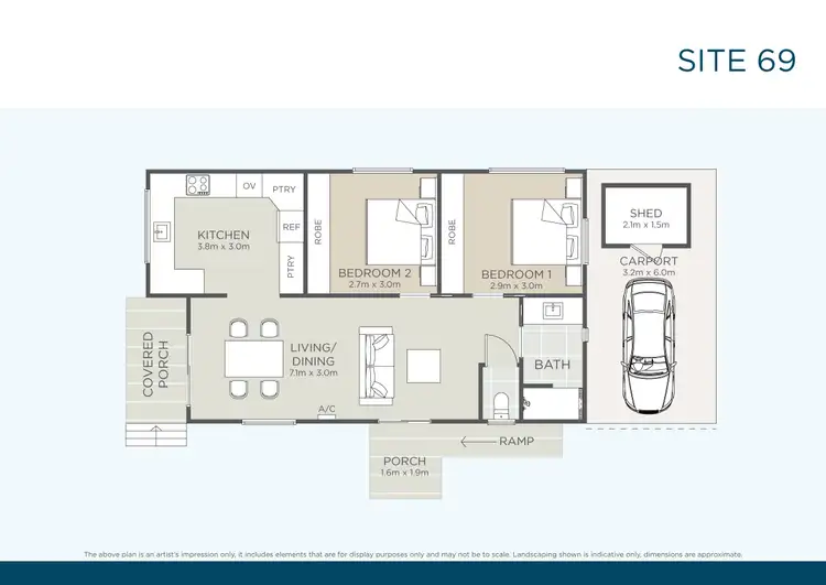 Floorplan of Homely retirement listing, 69/46 Wommin Bay Road, Kingscliff NSW 2487
