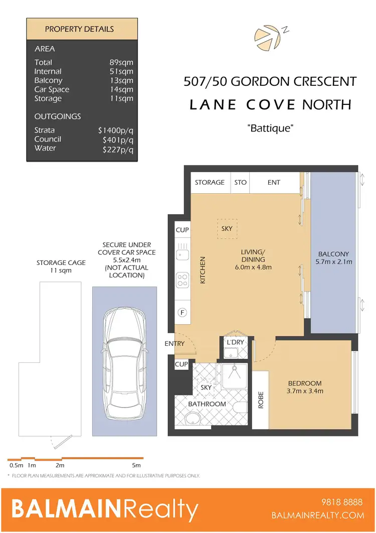 Floorplan of Homely apartment listing, 507/50 Gordon Crescent, Lane Cove North NSW 2066