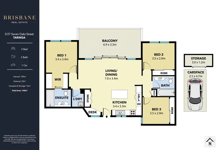 Floorplan of Homely apartment listing, 3/27 Seven Oaks Street, Taringa QLD 4068