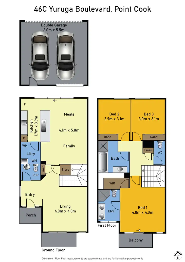 Floorplan of Homely townhouse listing, 46c Yuruga Boulevard, Point Cook VIC 3030